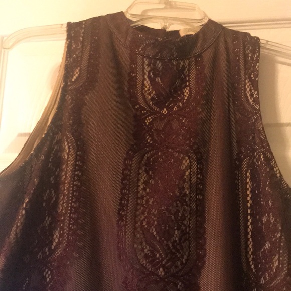 Lace Burgundy Cocktail Dress - Picture 2 of 4